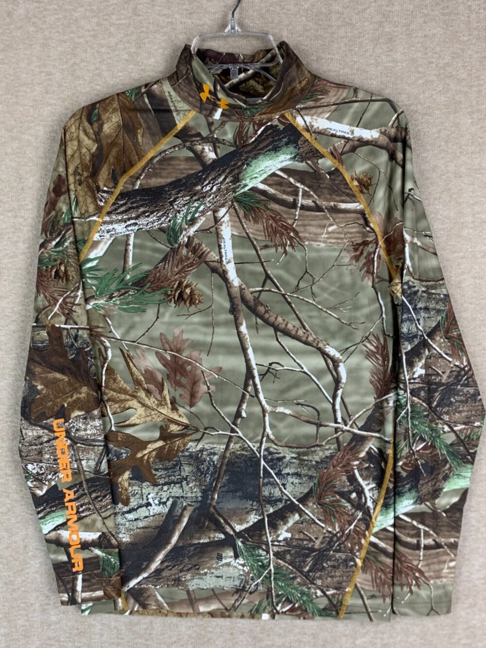 Under Armour Cold Gear Camo Compression Shirt Mens Large Mock Neck Tree Gorpcore
